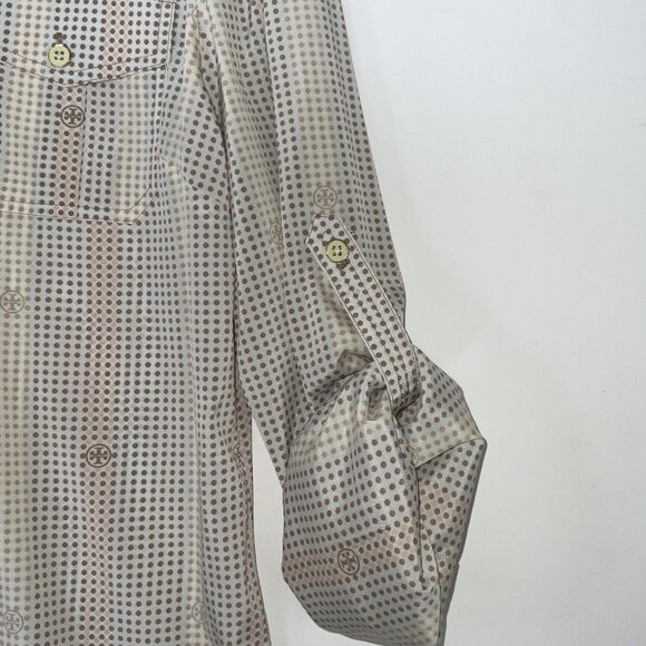 Tory Burch Long Sleeve Dot Blouse Size 10 - Picture 3 of 4